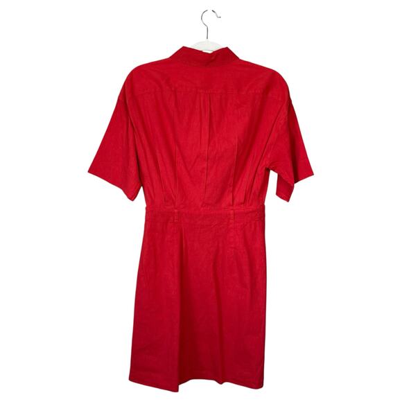 THEORY Casual Dress Eco Crunch Wash Shirt Poppy Red Size 4 Linen Blend - Picture 3 of 7